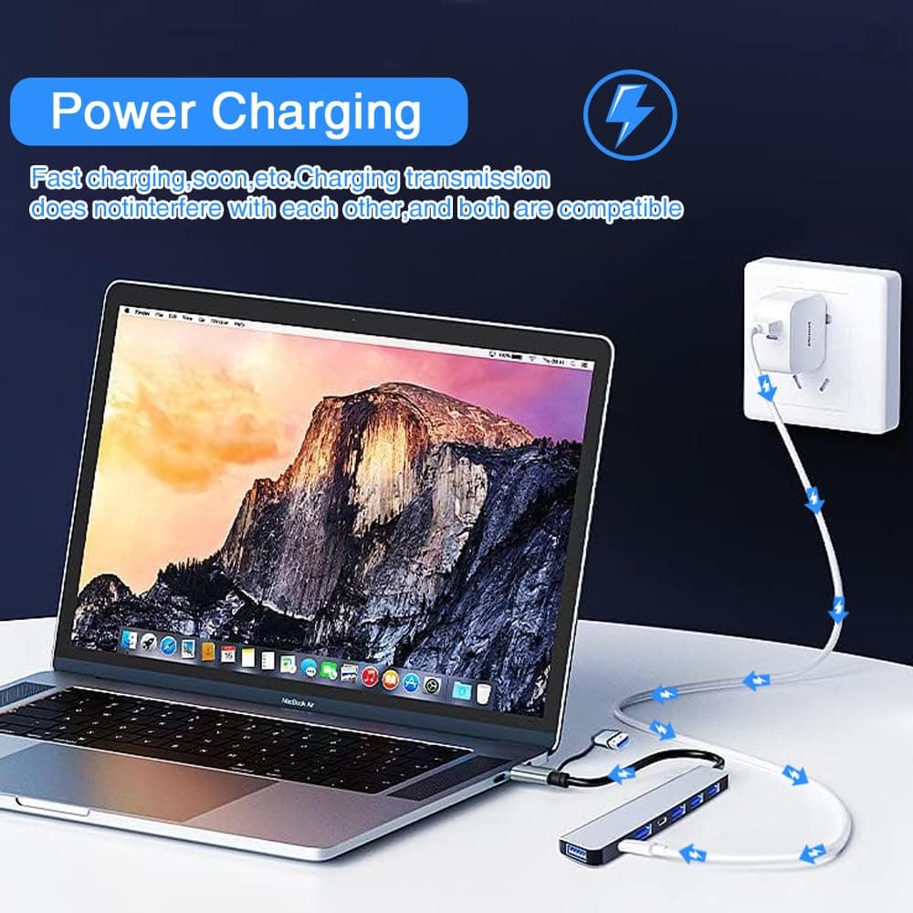 7 In 1 Aluminum Metal USB And Type C Hub For PC USB Extender — image 4