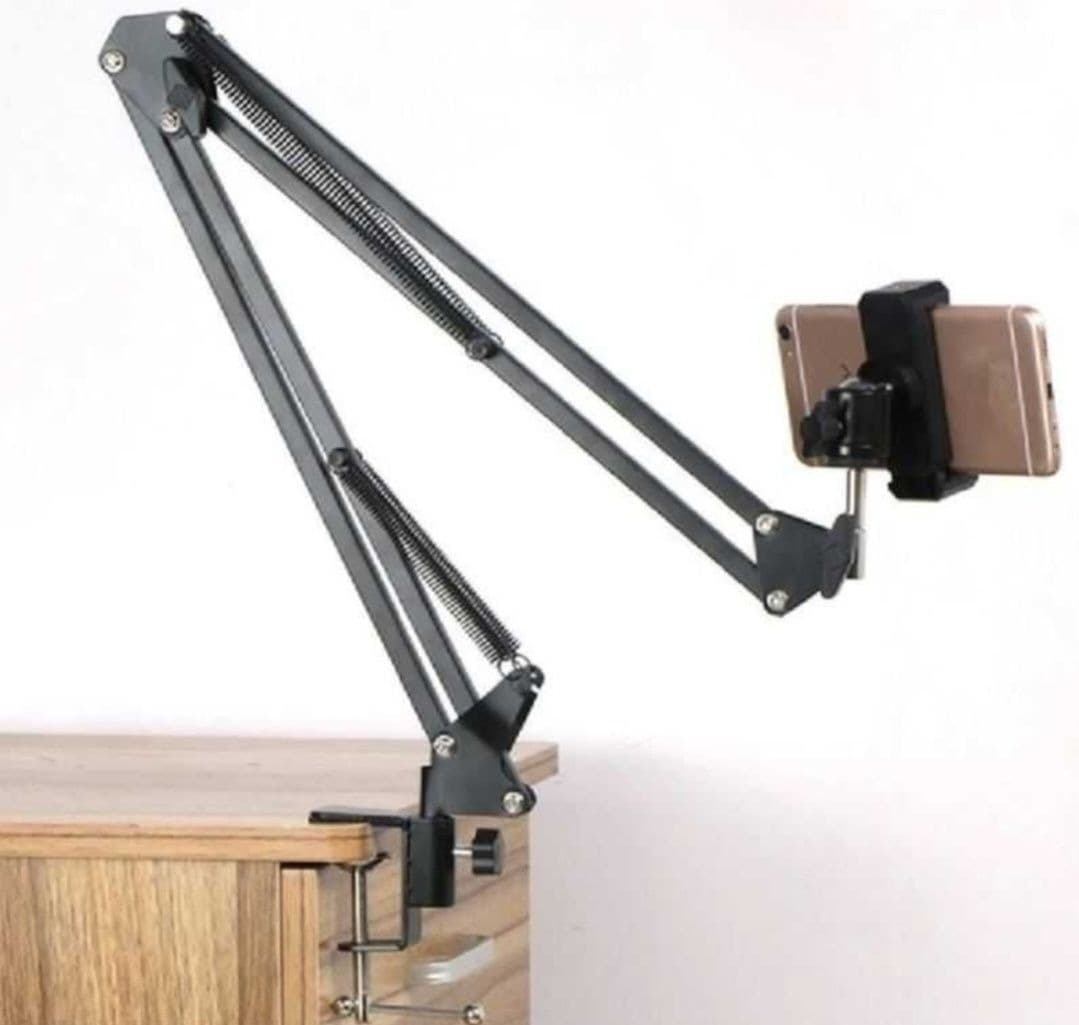 Adjustable Foldable Scissor Arm Mobile Stand With Table Clamp And Phone Holder — image 3
