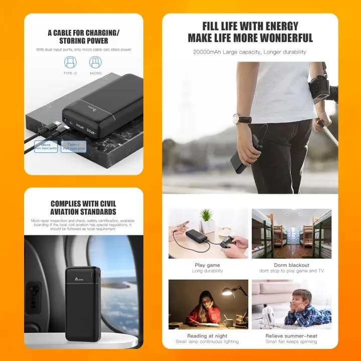 Alewa Vintage 20000 mAh Power Bank PD Fast Charging Rapid 2x Recharge — image 4
