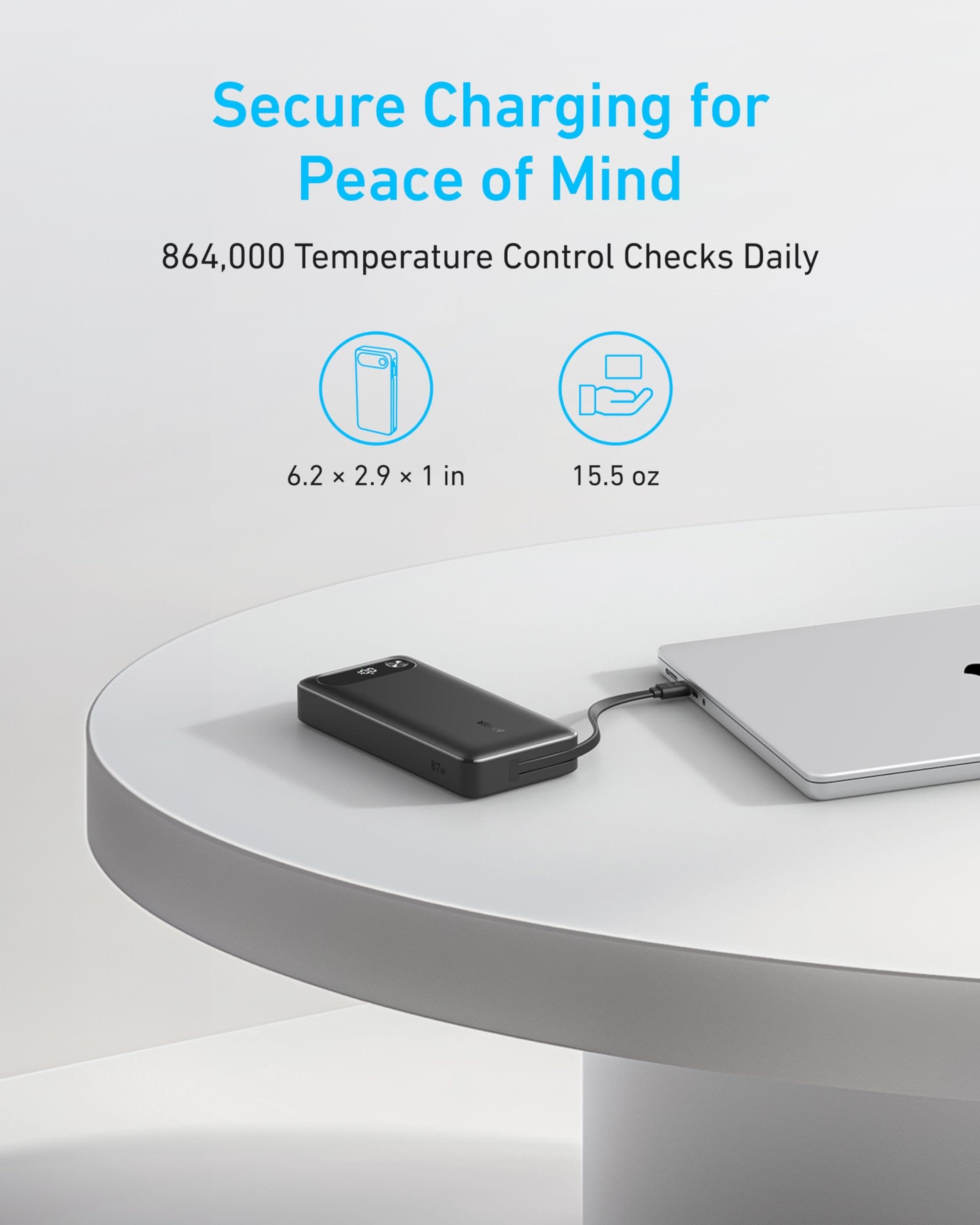 Anker A1383 20000mAh 87 Watt Powerbank With Built-In USB-C Cable — image 2