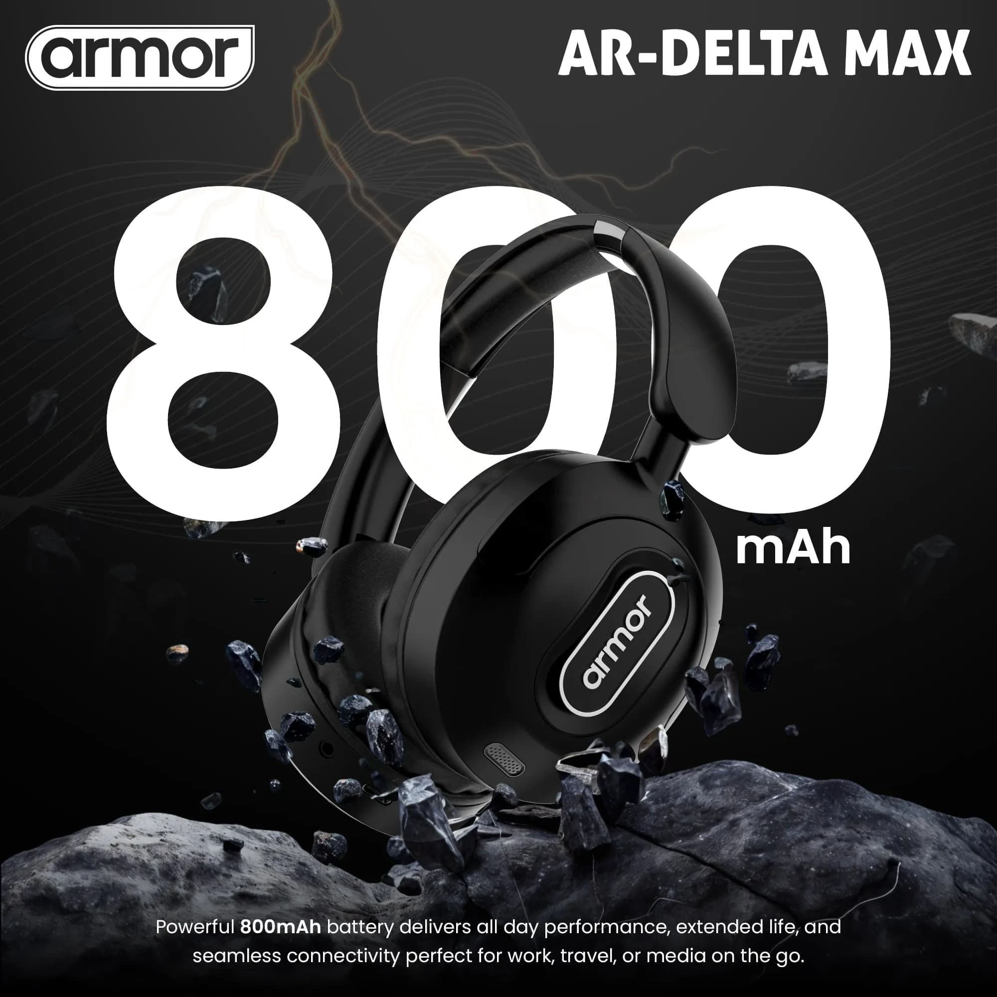 Armor DELTA MAX Wireless Headphones 35H Playtime, HiFi Bass, Foldable, Fast Charging — image 3