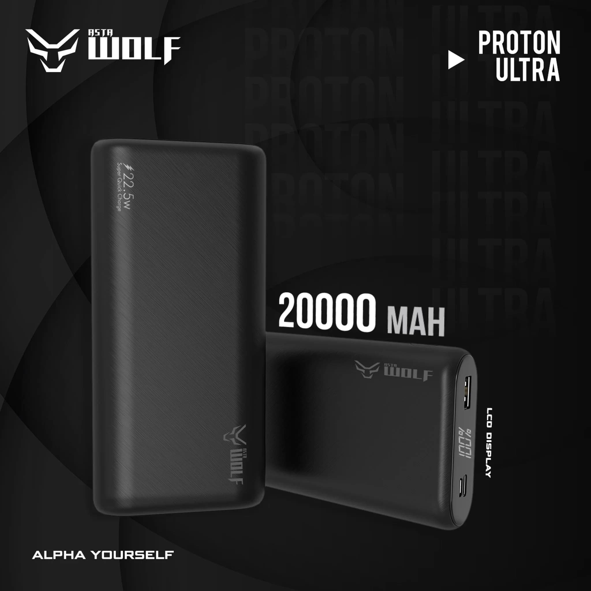 Asta WOLF Proton Ultra 20000mAh Power Bank 22.5W Output Slim And Portable — image 3