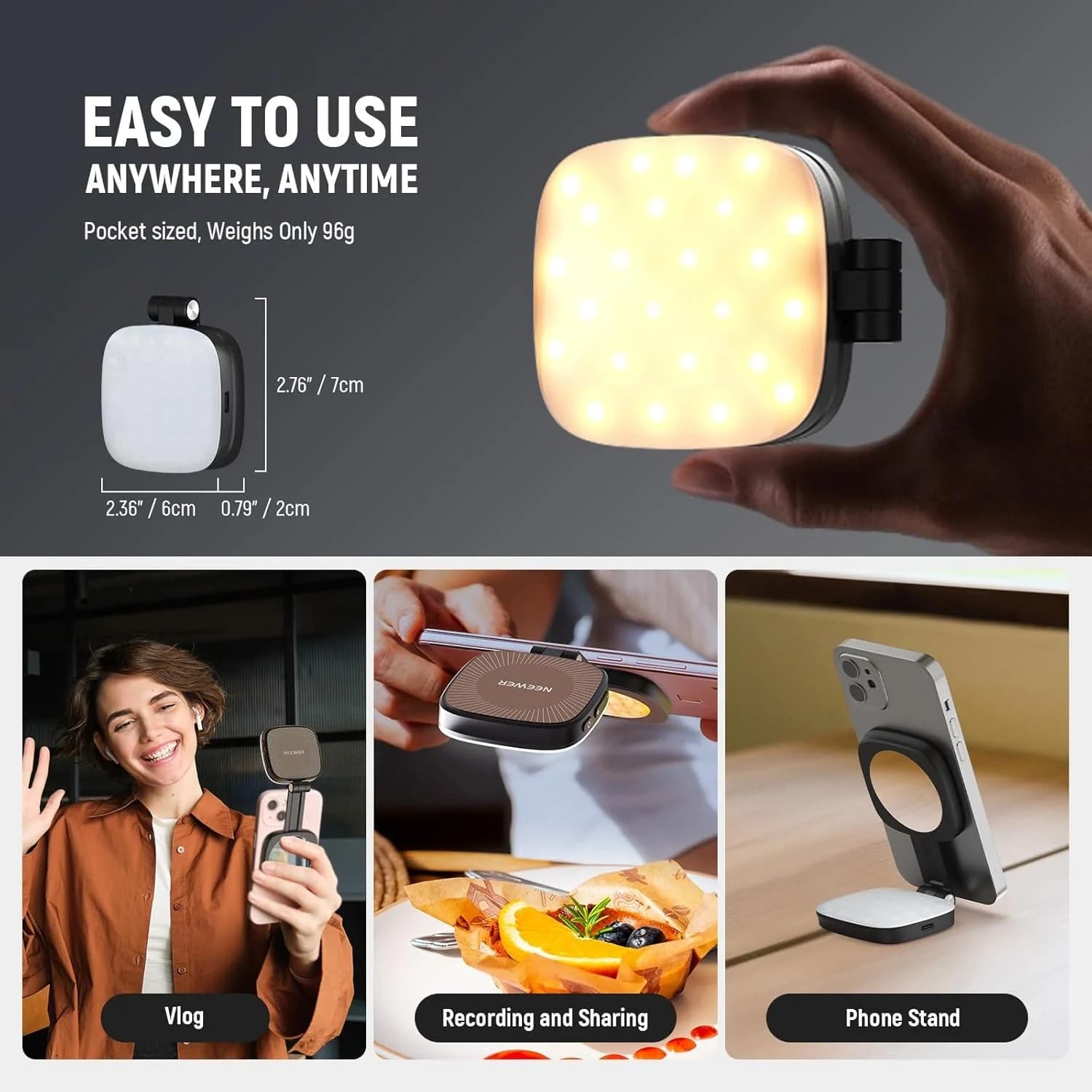 B13 MagSafe Magnetic Selfie Light With Mirror Folding LED Light For Phone & Video Calls — image 3