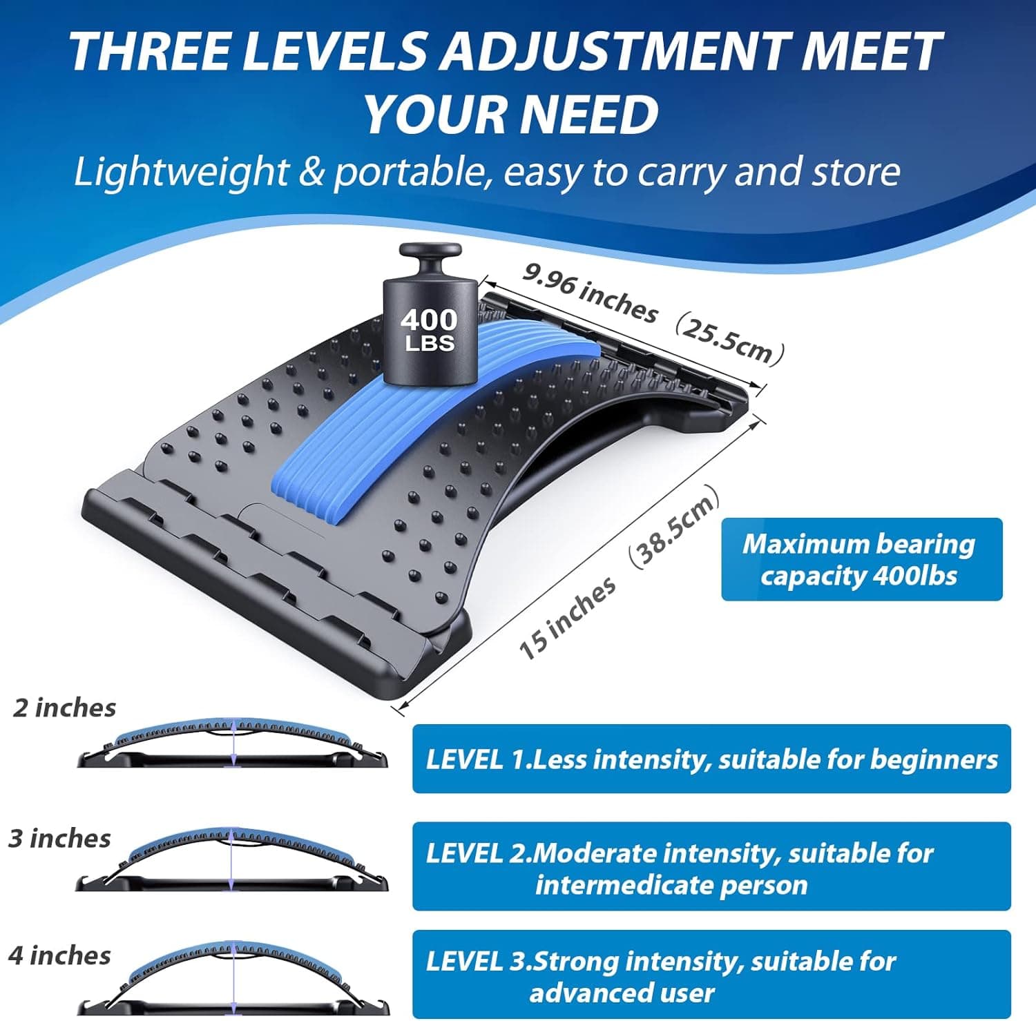 Back Stretcher For Back Pain Relief 3 Level Adjustable — image 2
