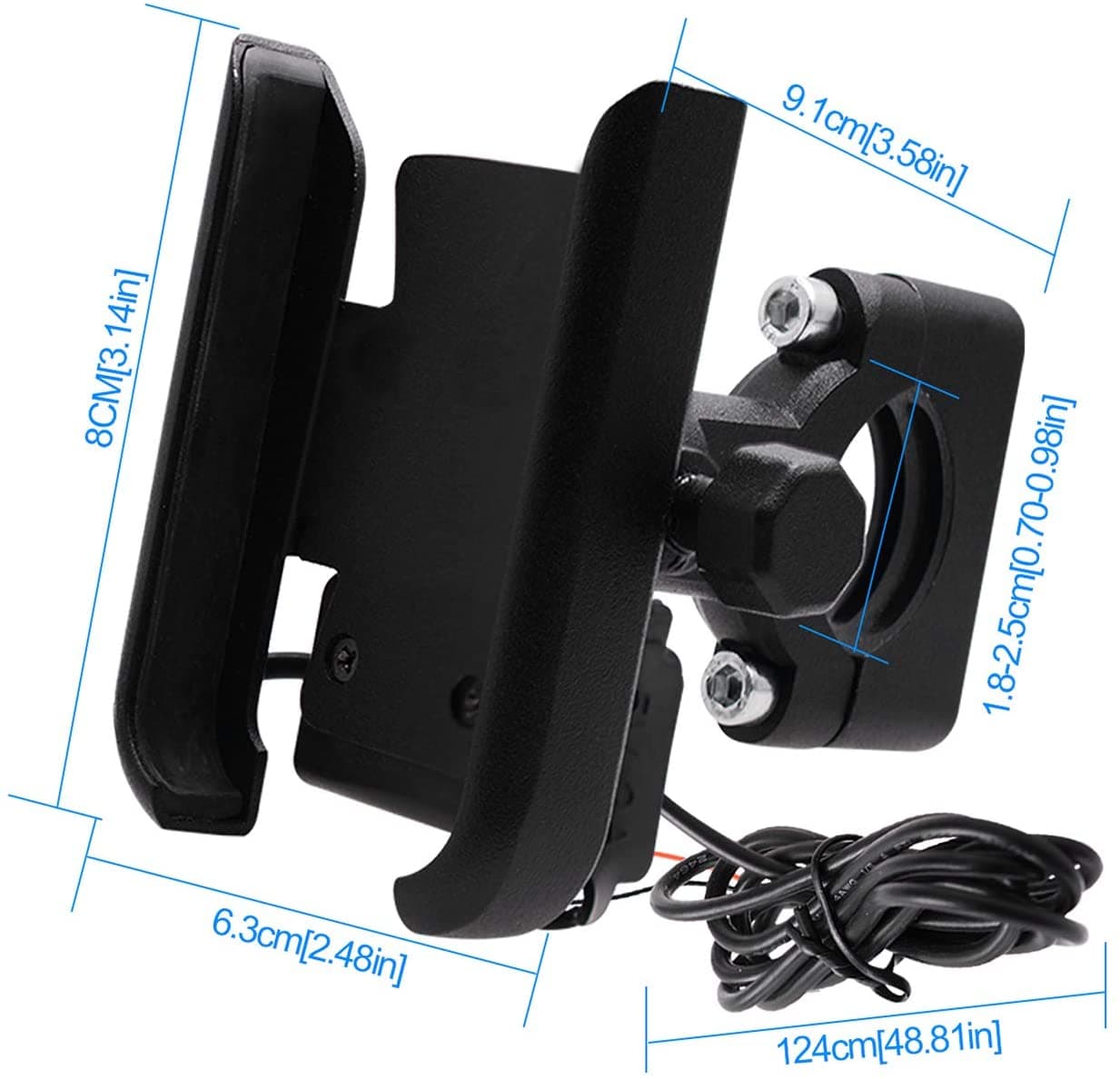 Bike Phone Mount Motorcycle Phone Holder With USB Charger 360° Adjustable — image 2