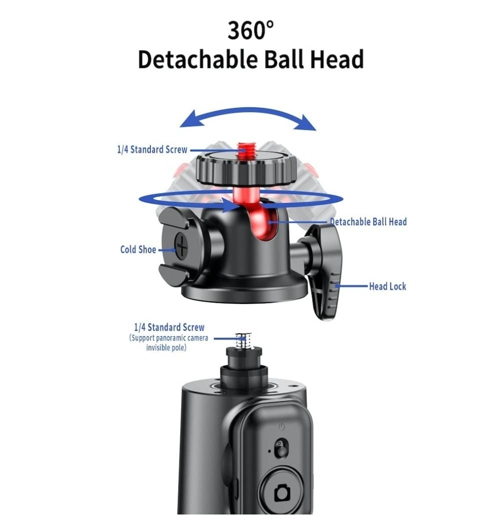 C03 Telescopic Pole Selfie Stick Tripod With Detachable 360 Ballhead — image 5