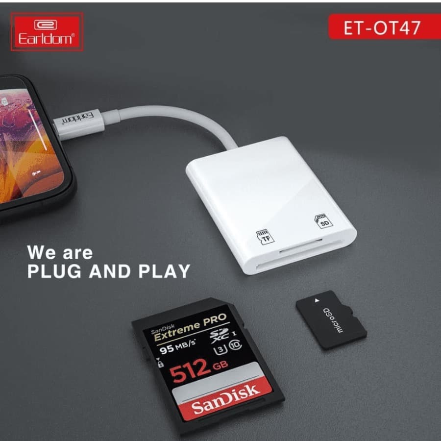 Earldom ET OT47 Lightning 2 In 1 Card Reader Adapter — image 3