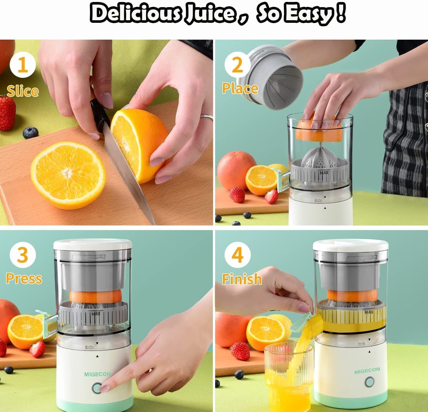 Electric Portable Citrus Juice Maker Machine With Powerful Motor And USB Charging — image 3