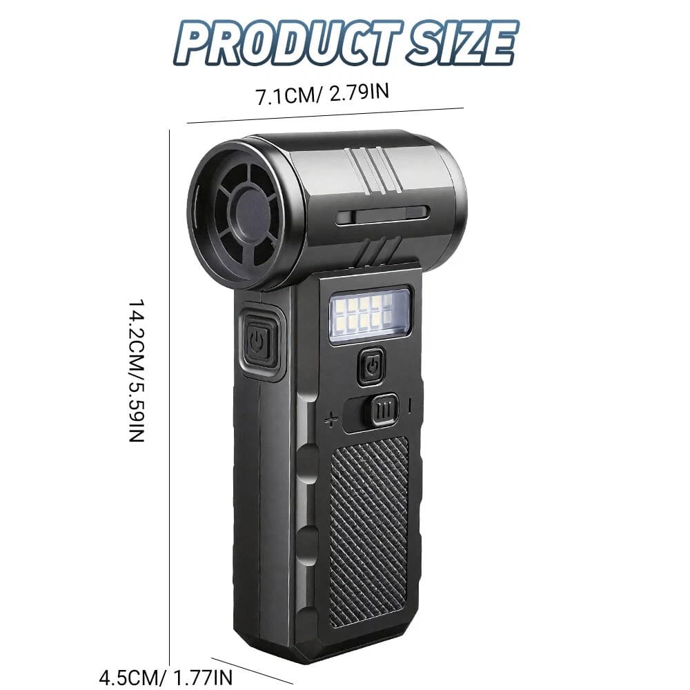 F028 Mini Handheld Jet Blower Portable Violent Turbo Fan With Side Lights Black — image 5