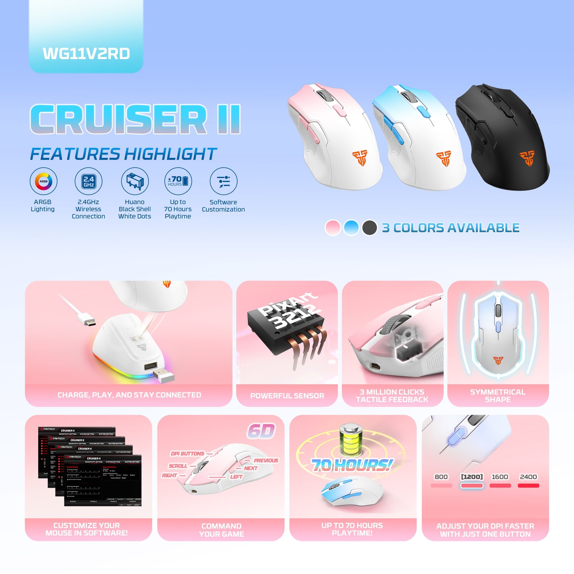Fantech Cruiser II WG11V2RD Wireless Gaming Mouse — image 5