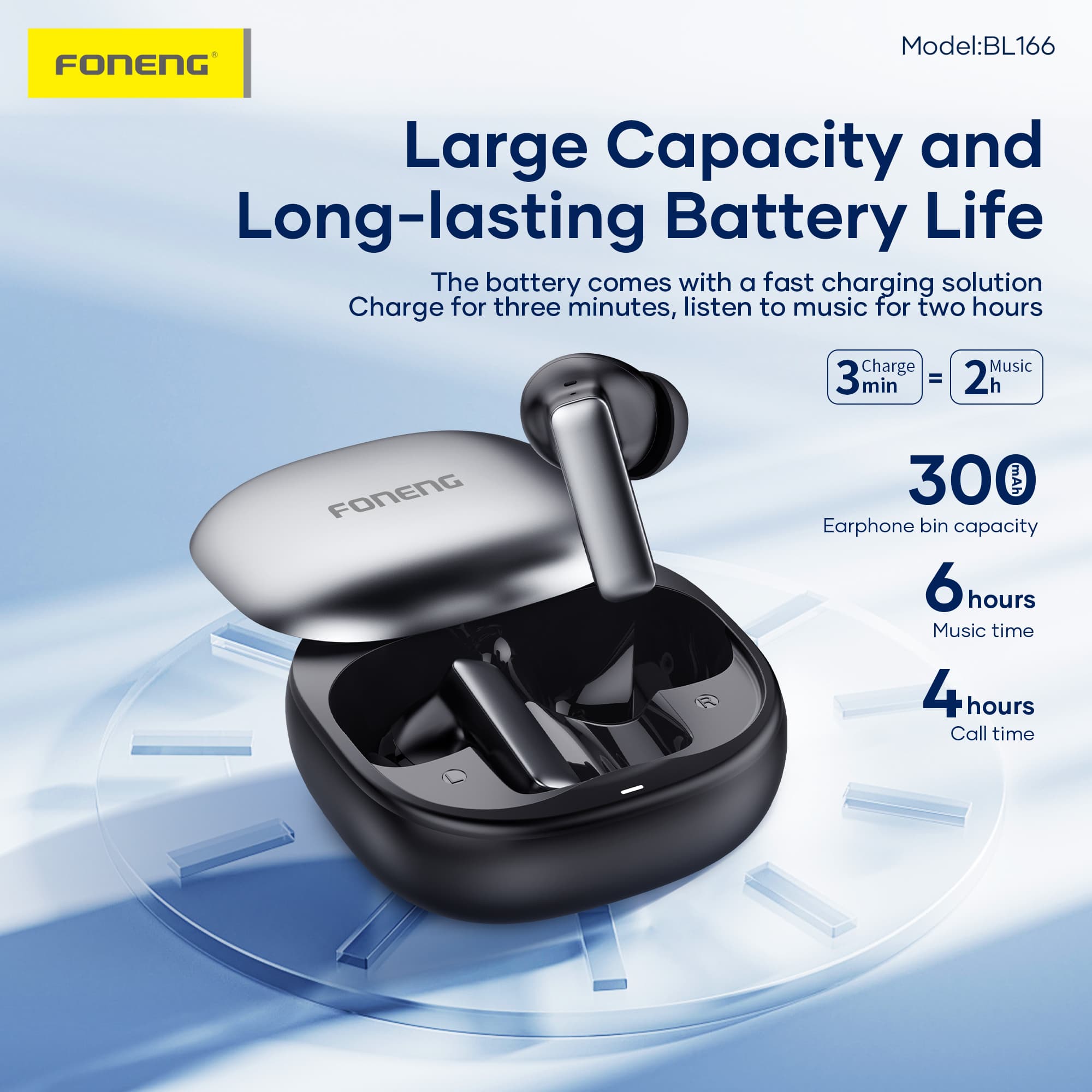 Foneng BL166 Sliding-Lid ANC + ENC Noise Canceling TWS Earphones — image 2