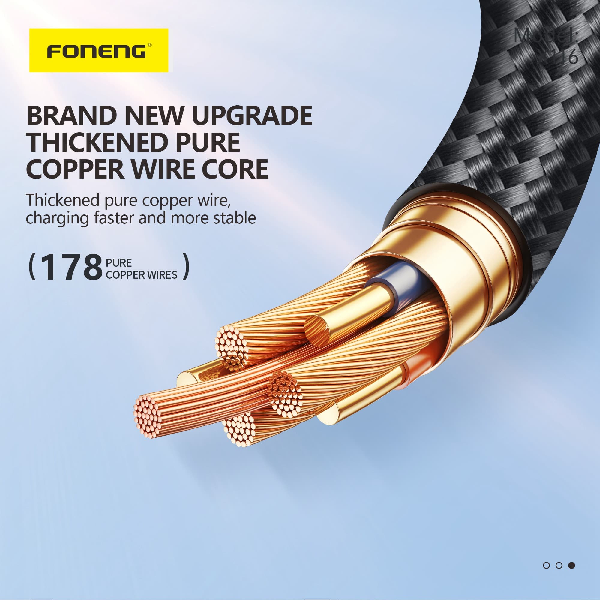 FONENG X116 60W Type C To C 1.2M Power Display Aluminum Alloy Braided Fast Charging Cable — image 4