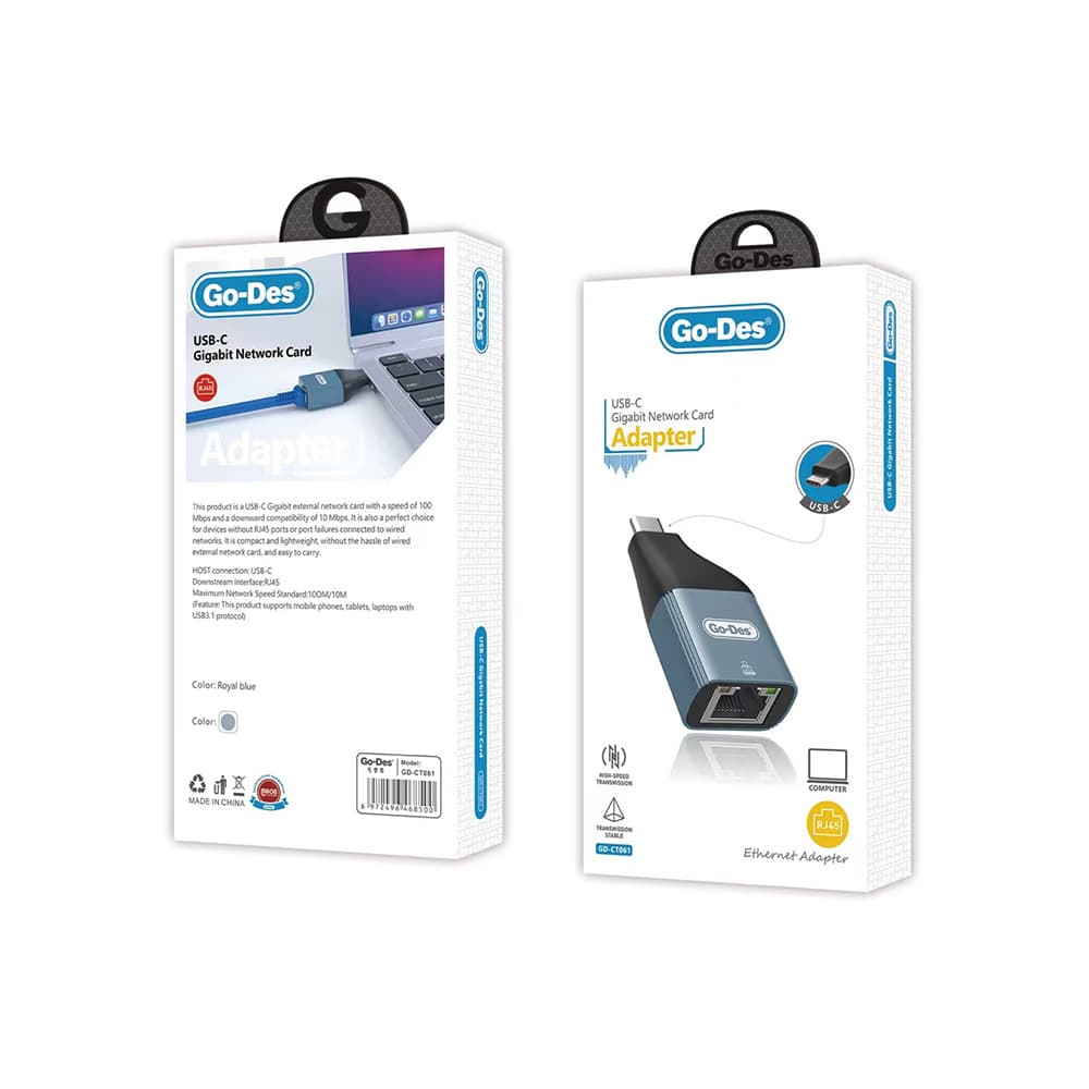 Go Des GD CT061 RJ45 To Type C Ethernet Converter OTG 100Mbps — image 2