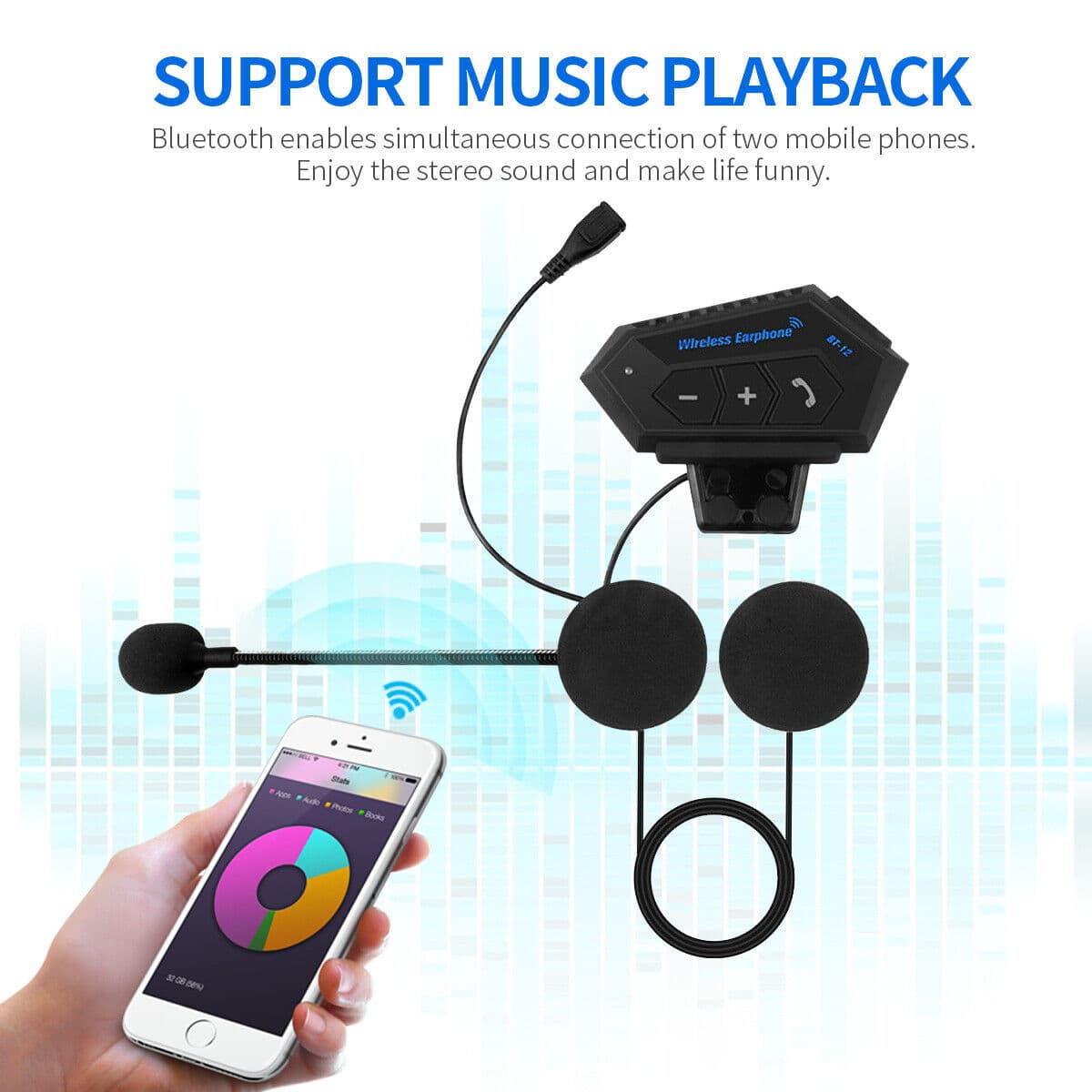 Helmet Bluetooth Headset BT12 Motorcycle Helmet Communication System — image 3