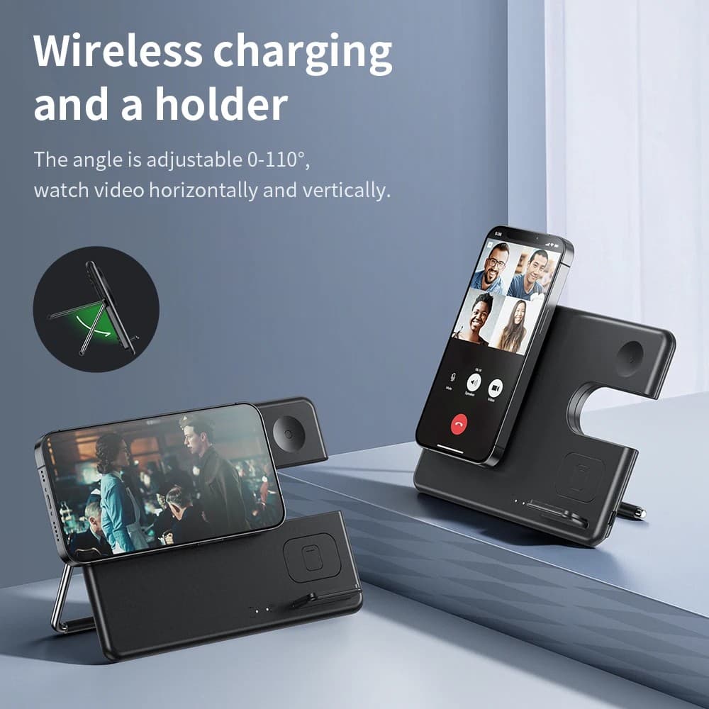 Hoco CQ1 3 In 1 Qi Magnetic Wireless Charger Station For iPhone Earbuds And Watch — image 3