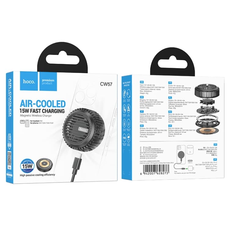HOCO CW57 Air Cooled 15W Magnetic Wireless Fast Charger — image 3