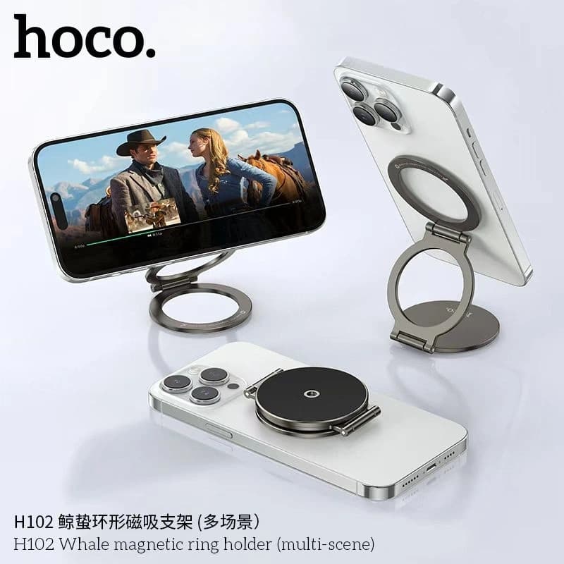 Hoco H102 Whale Magnetic Phone Ring Holder - Zinc Alloy Dual Magnetic Base — image 5