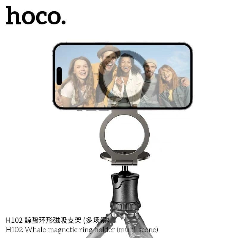 Hoco H102 Whale Magnetic Phone Ring Holder - Zinc Alloy Dual Magnetic Base — image 4