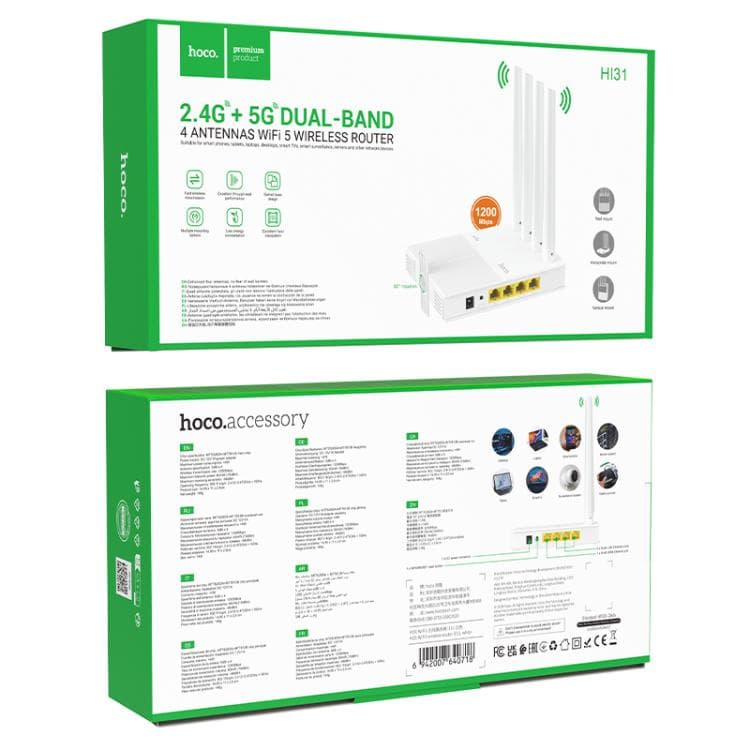Hoco HI31 2.4G / 5G Dual-band 4 Antennas WiFi 5 Wireless Router — image 5