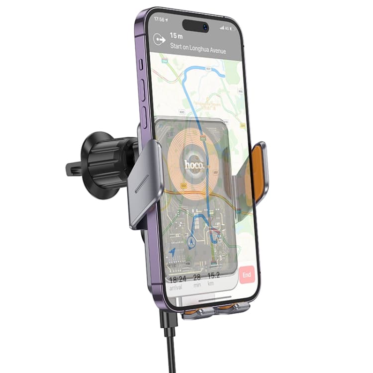 Hoco HW7 Transparent Discovery Edition Air Outlet Infrared Wireless Fast Charging Car Phone Holder — image 2