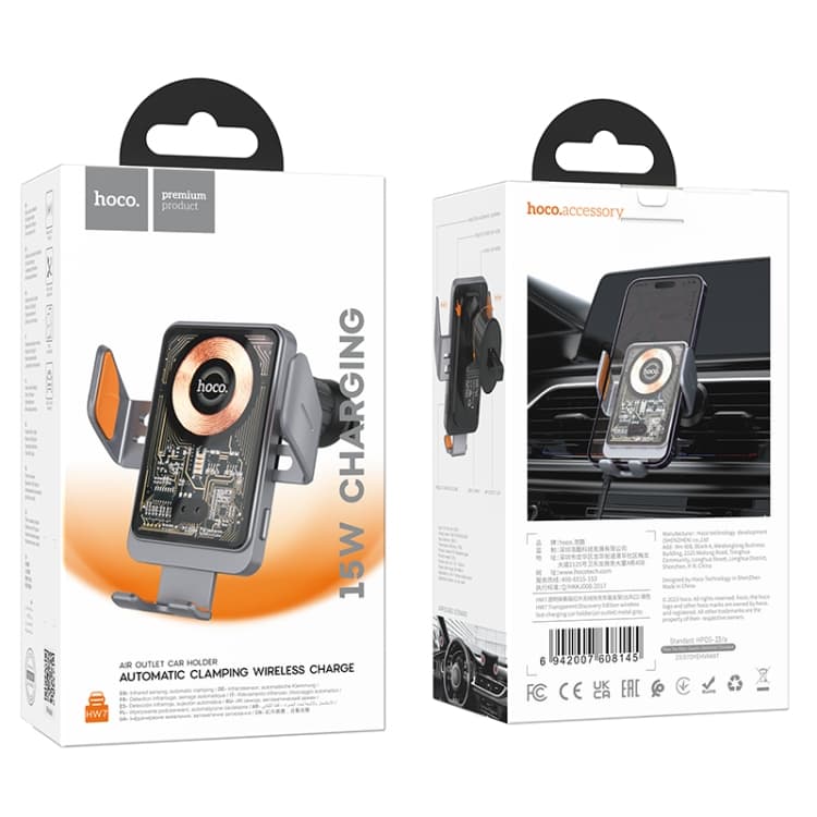 Hoco HW7 Transparent Discovery Edition Air Outlet Infrared Wireless Fast Charging Car Phone Holder — image 3