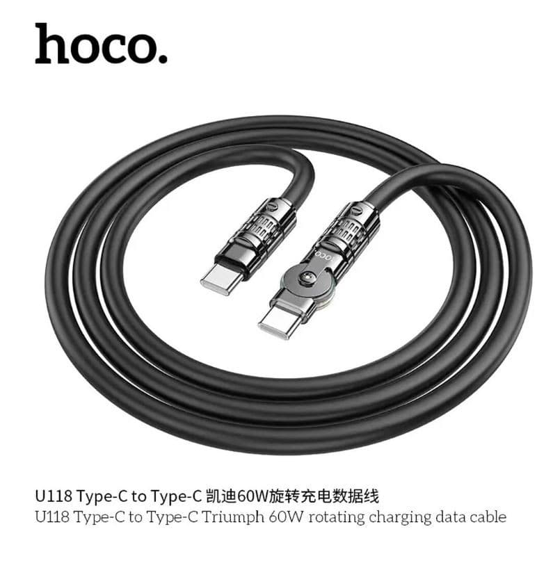 Hoco U118 3A 60W Type-C to Type-C Fast Charging Data Cable — image 3