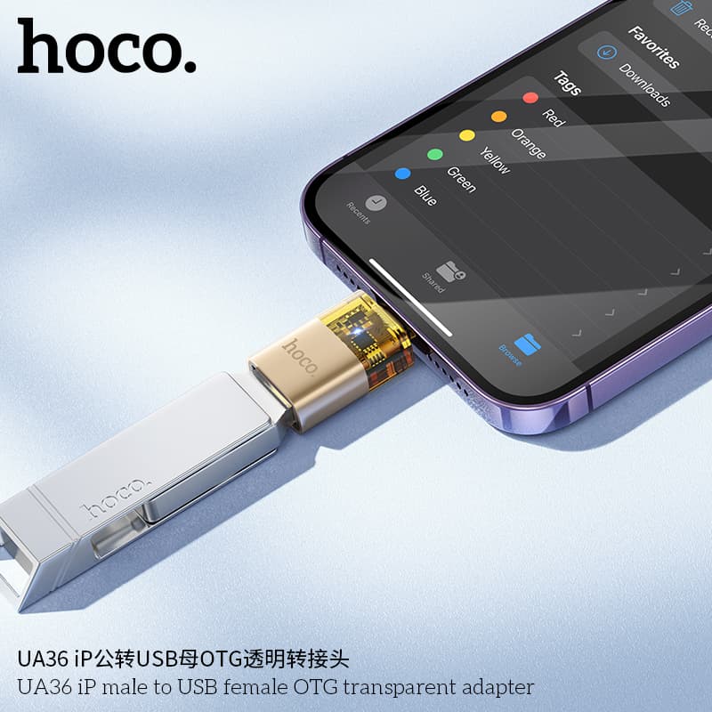 Hoco UA36 iP Male To USB Female Transparent OTG Adapter — image 2