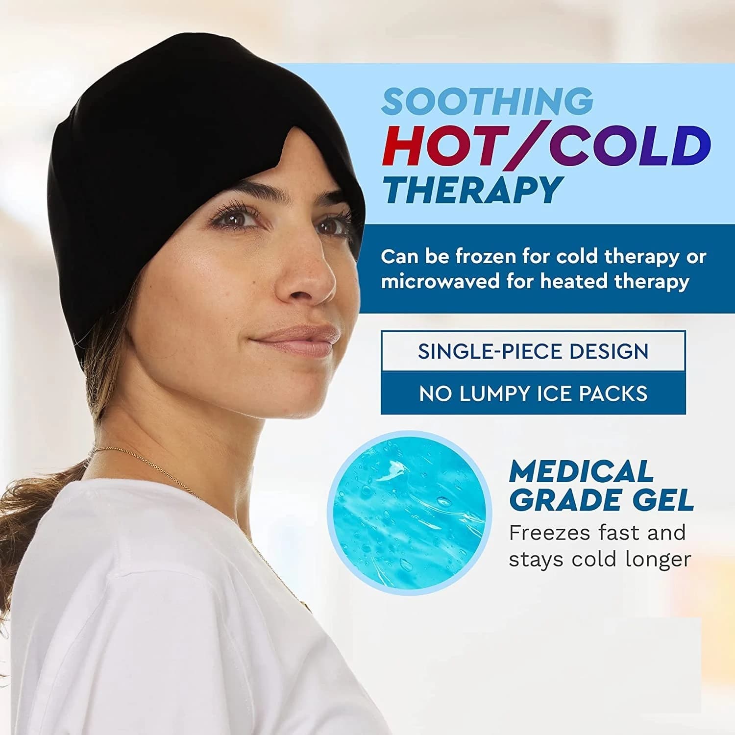 Hot & Cold Compress Therapy Gel Migraine Headache Relief Cap — image 2
