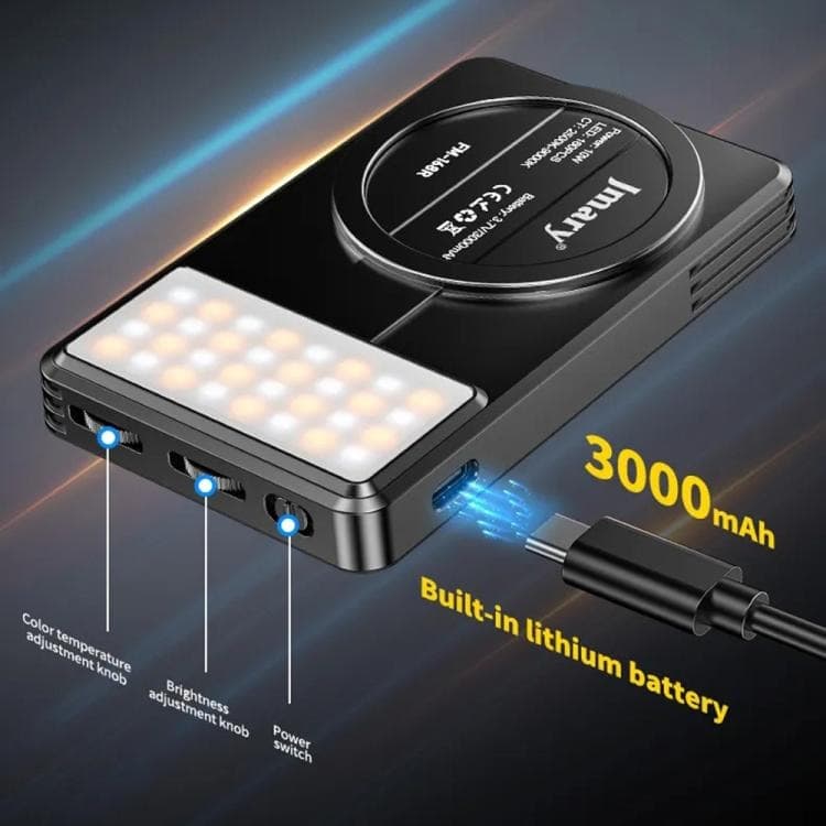JMARY FM168R Dual-Color Temperature Magnetic Phone Fill Light 160 LED Beads — image 3