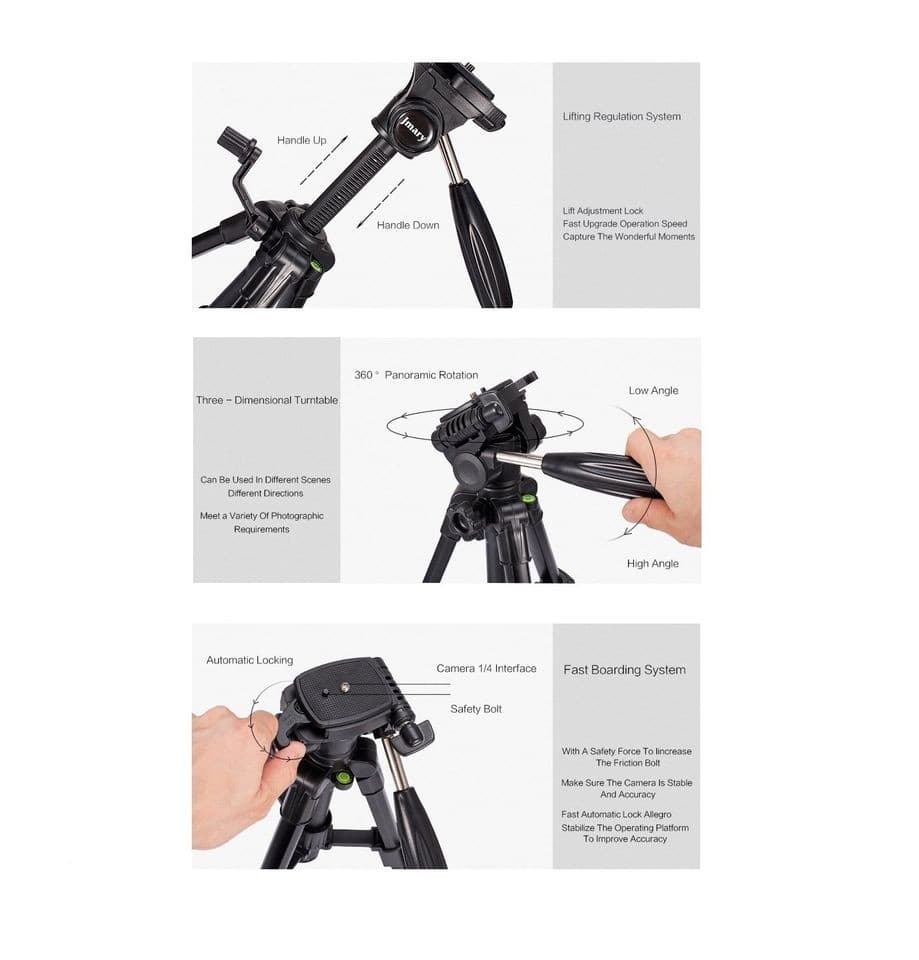 Jmary KP 2234 Professional Aluminium Tripod for All DSLR Cameras — image 3