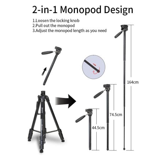 Jmary KP 2294 Multifunctional Professional Tripod With Multi Angle Adjustment — image 2