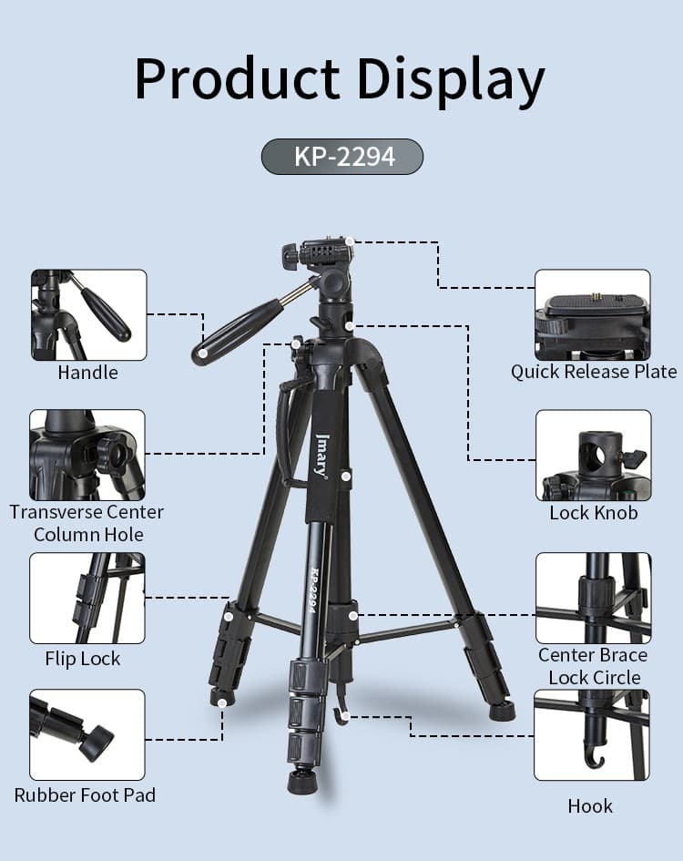 Jmary KP 2294 Multifunctional Professional Tripod With Multi Angle Adjustment — image 3