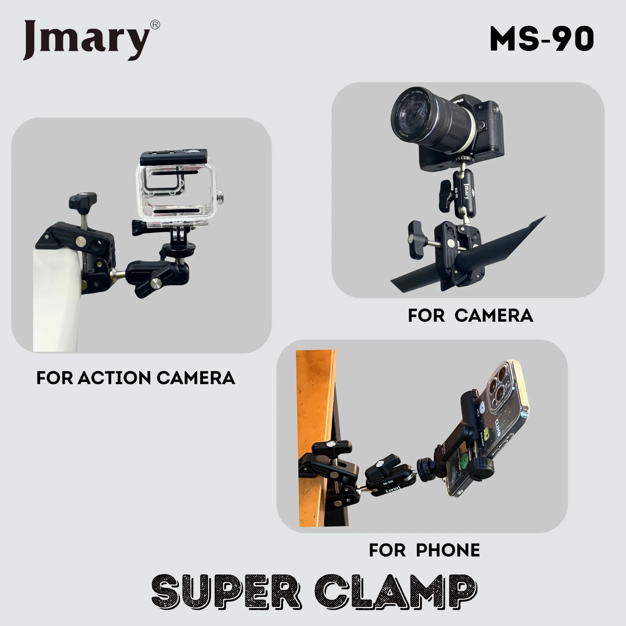 JMARY MS90 Aluminum Camera Phone Holder Super Clamp — image 2