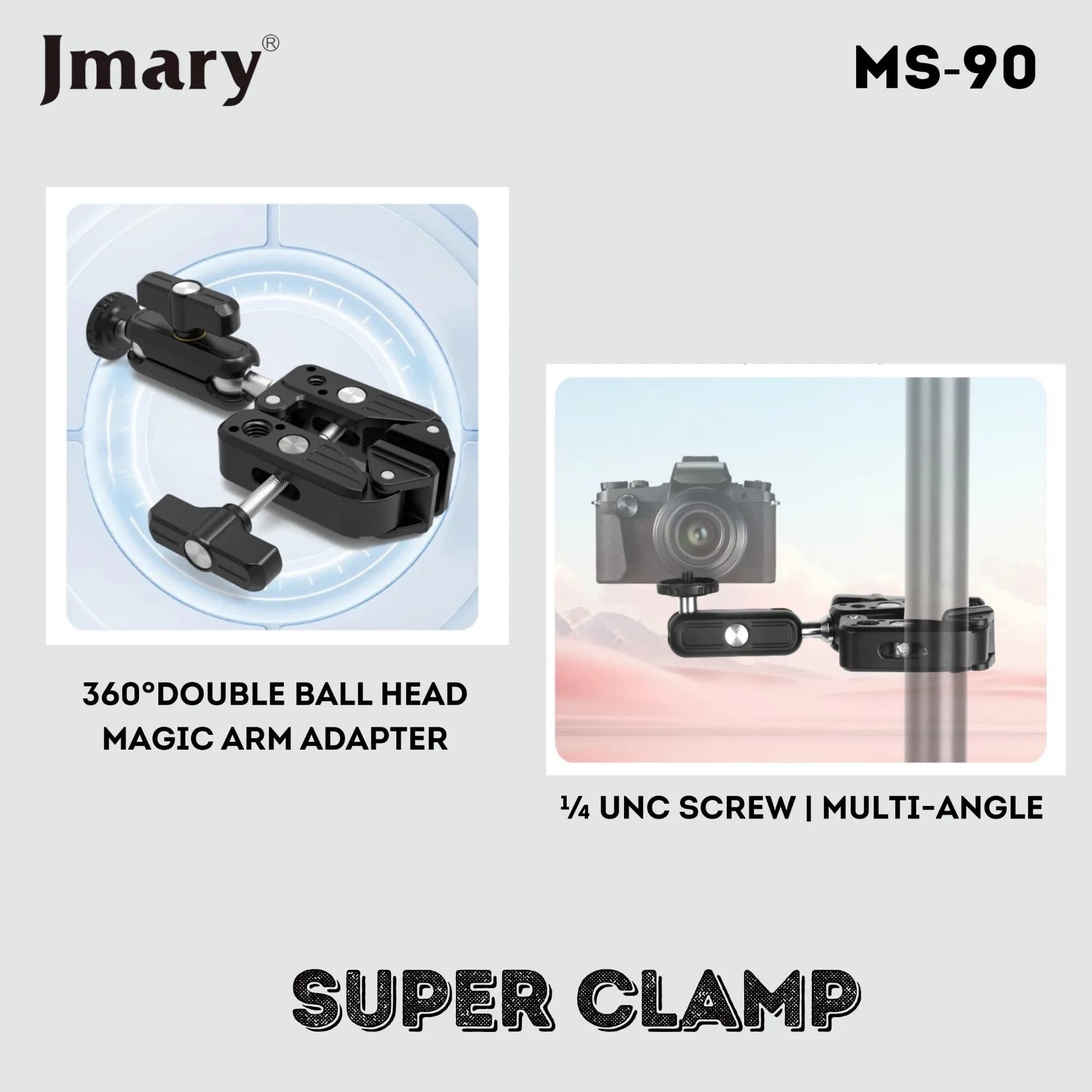 JMARY MS90 Aluminum Camera Phone Holder Super Clamp — image 3