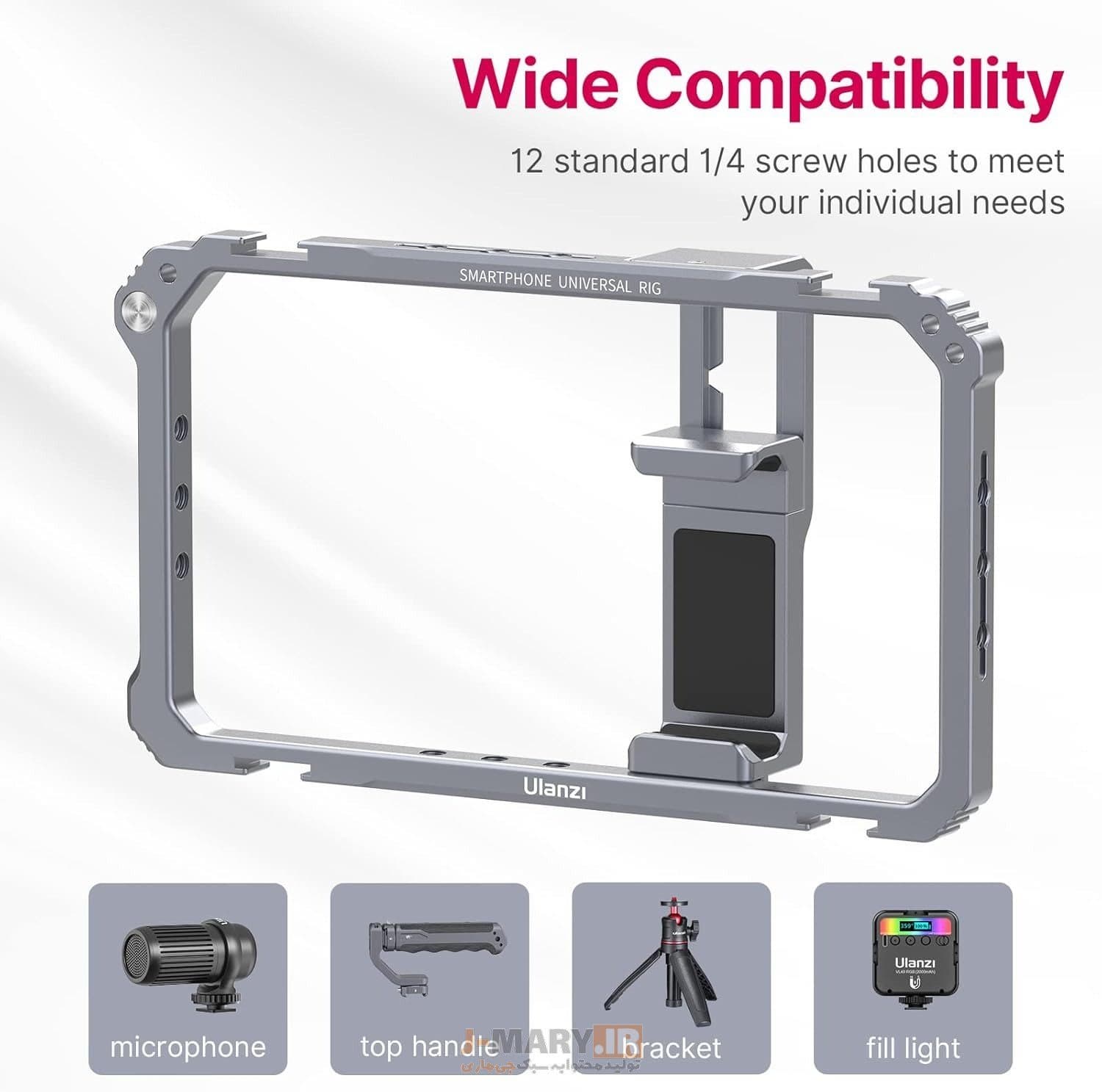 Jmary MS98 Metal Smartphone Video Rig Kit With Dual Handles Remote Control & Cold Shoe Mount — image 4