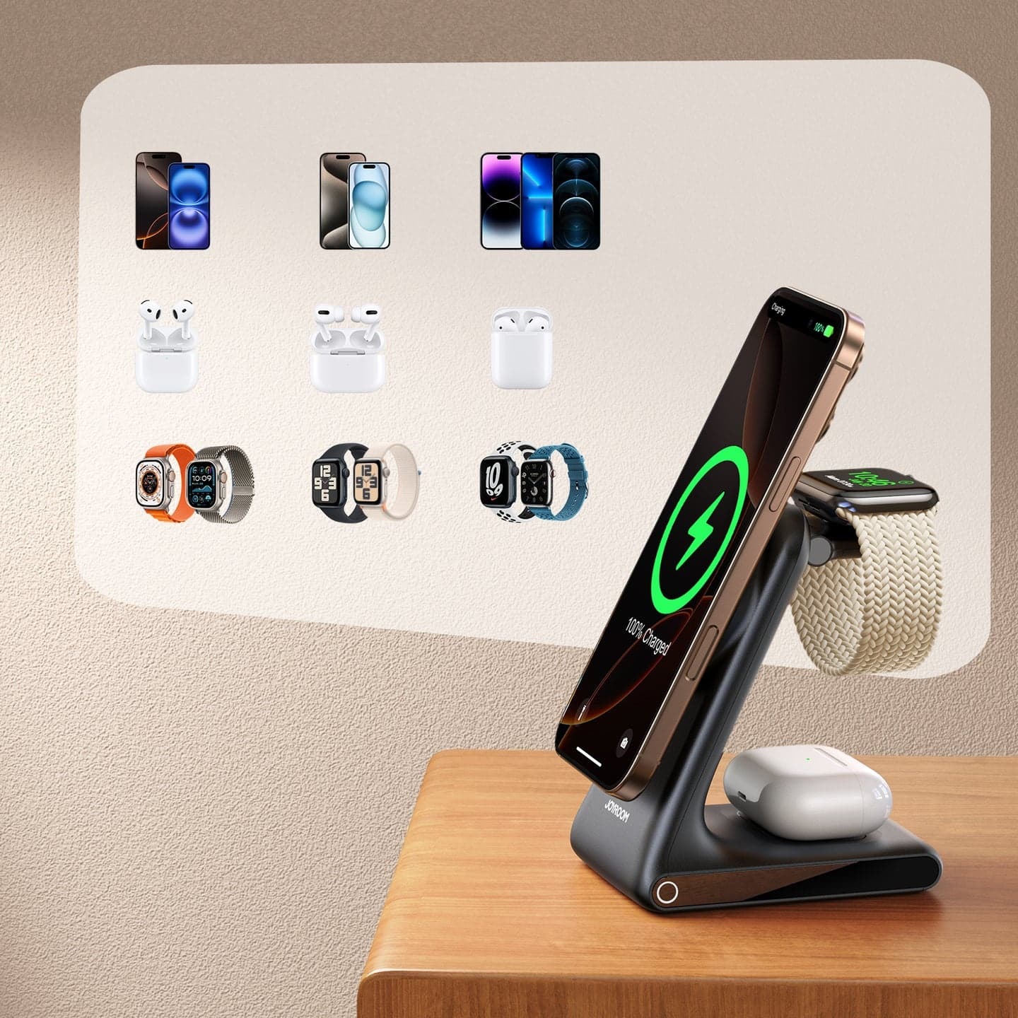 Joyroom JR W15 3-in-1 Magnetic Wireless Charger Charging Station — image 5