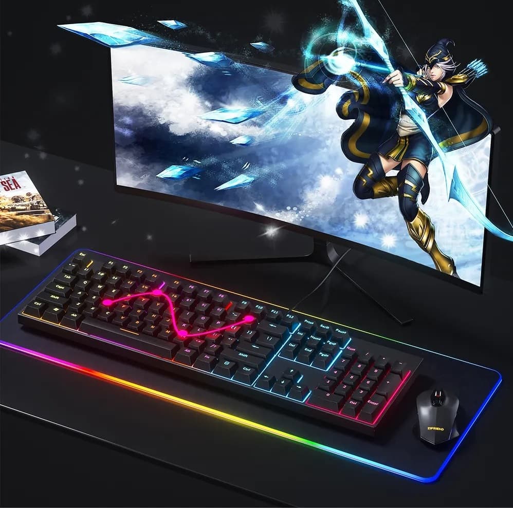 KA102 104 Key RGB Blue Switch Backlit USB Wired Gaming Mechanical Keyboard — image 2