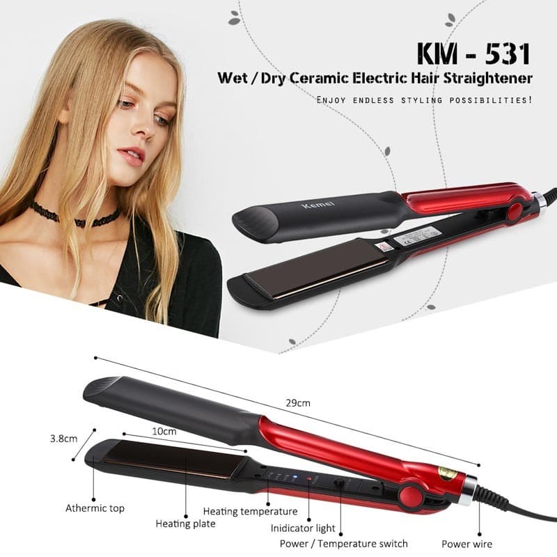 Kemei KM531 Professional Hair Straightener Electric Wet / Dry Ceramic Hair Straightener — image 2