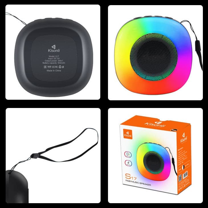 KISONLI S17 Bluetooth 5.0 Colorful Light RGB Portable Speaker — image 5