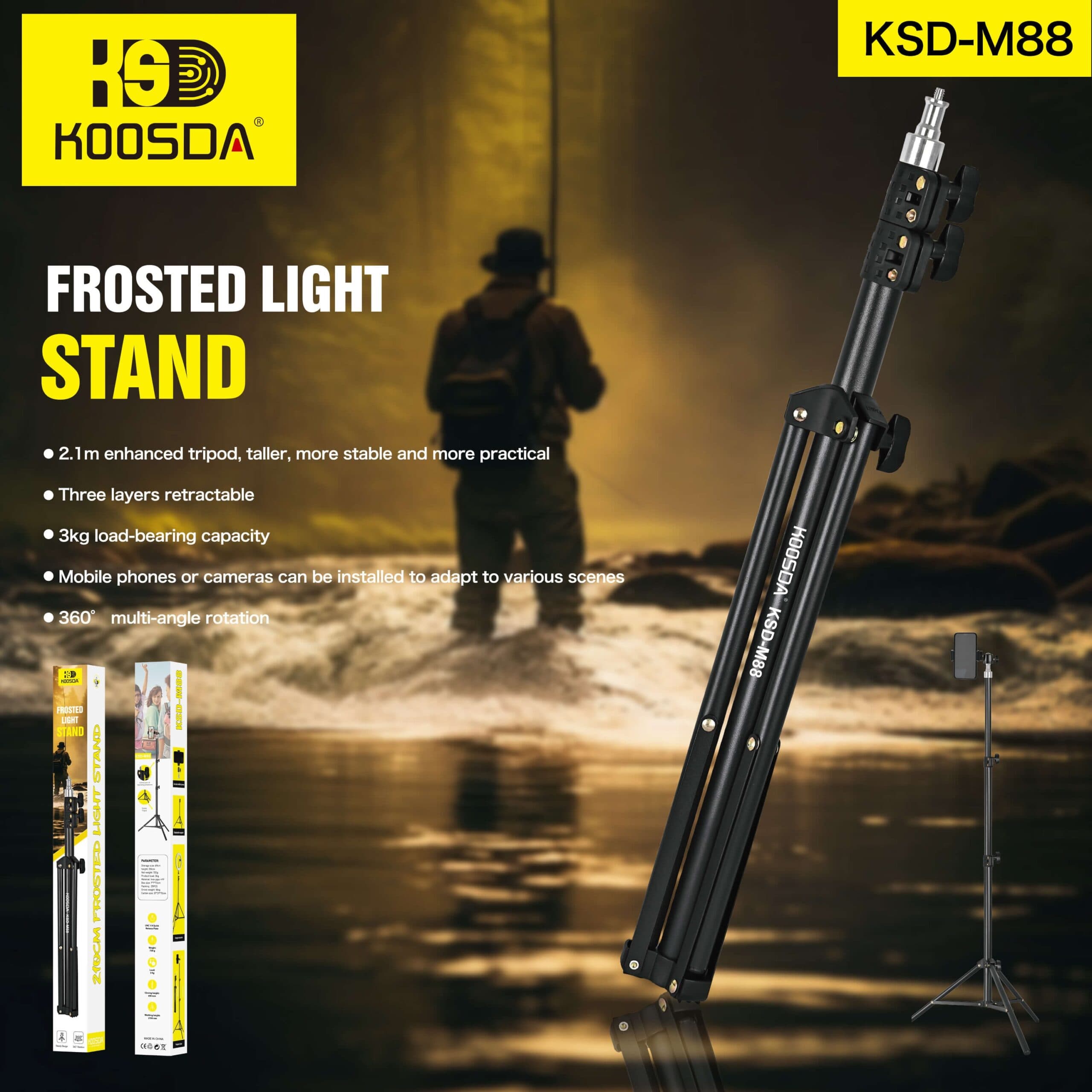 Koosda KSD-M88 2.1 Meter Stable Tripod — image 3