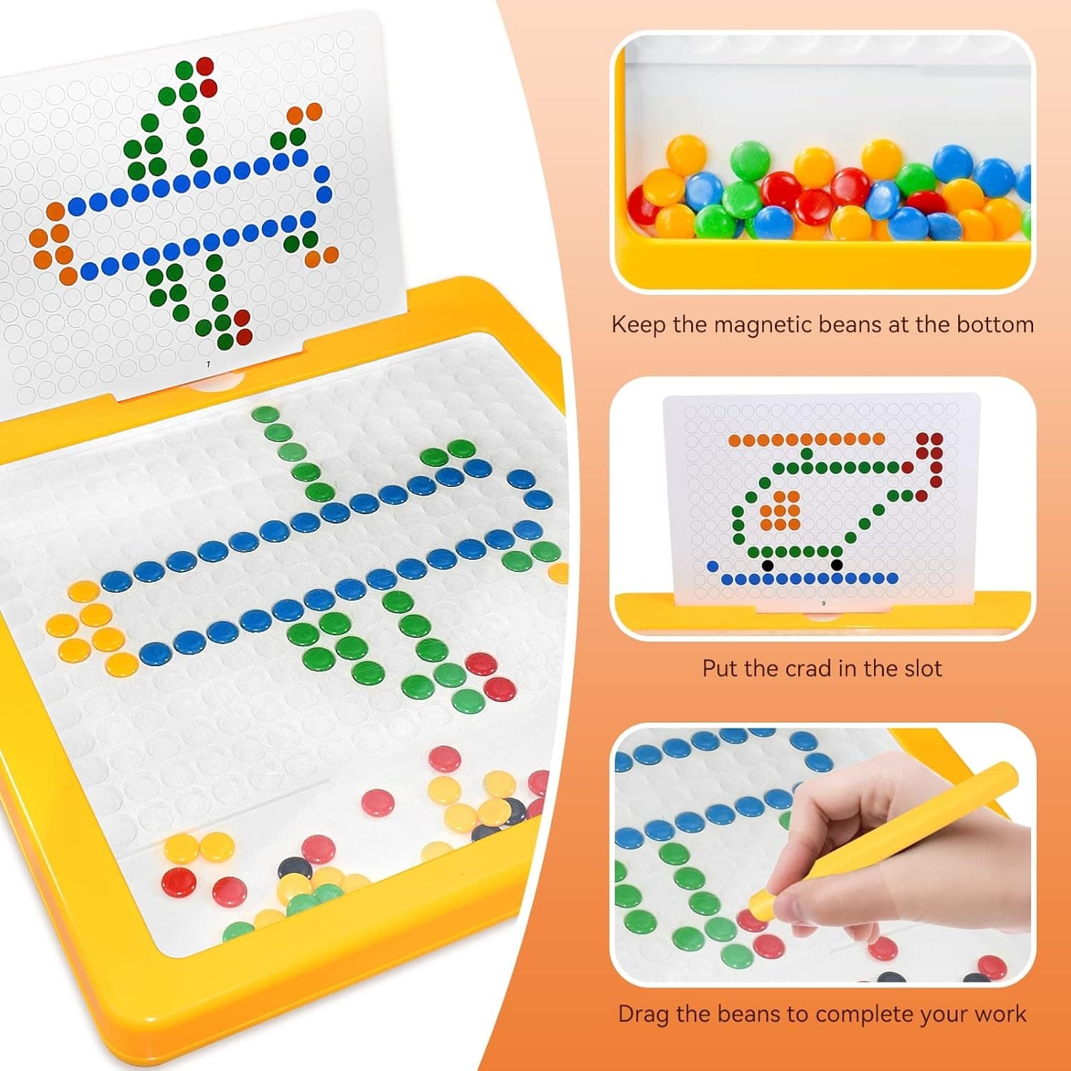 Large Magnetic Drawing Board For Kids Montessori Color Matching Dot Art Toy with 2 Pens — image 2