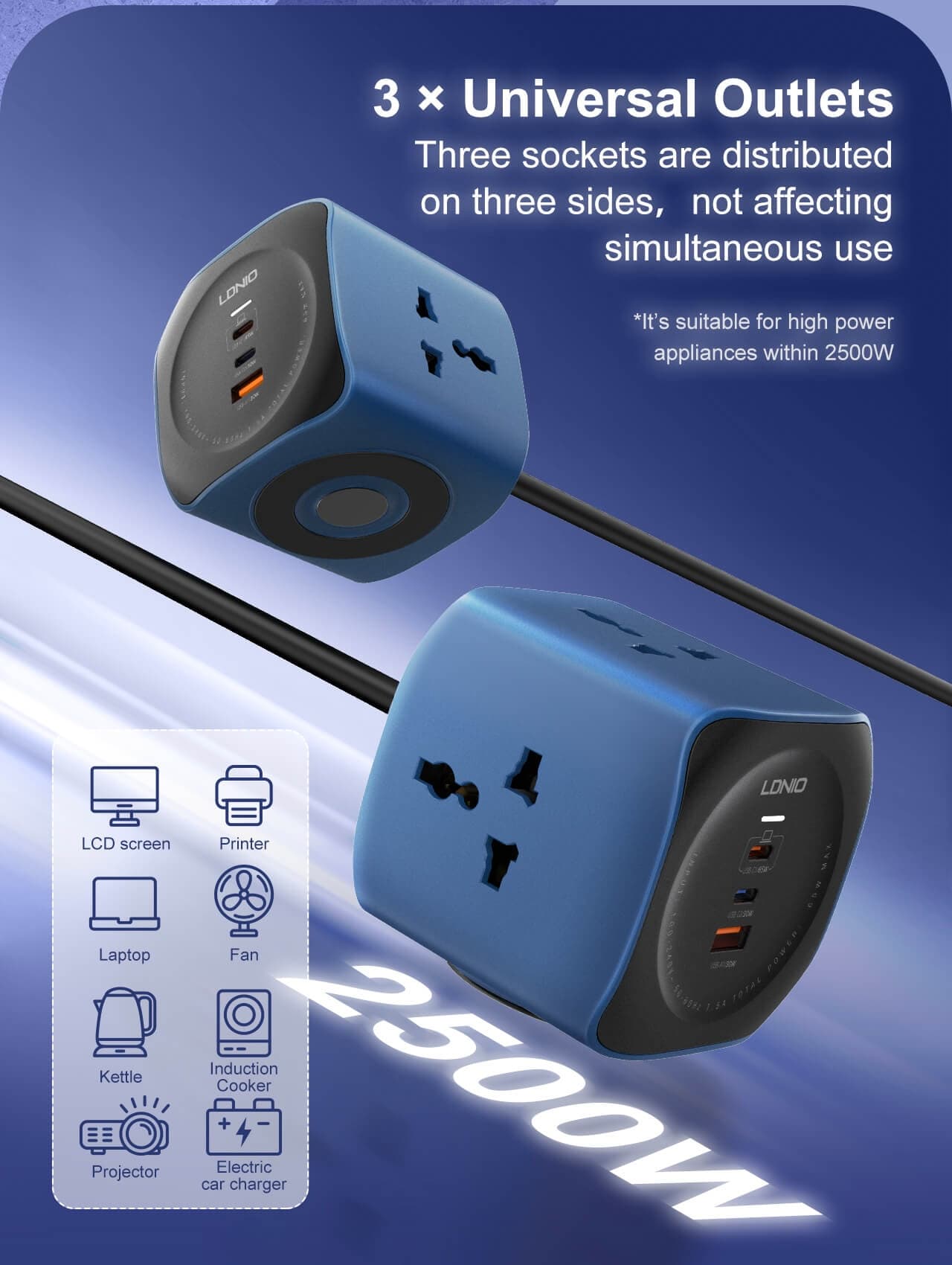 LDNIO SC3319 6-in-1 Power Socket Adapter Desktop Charger — image 6