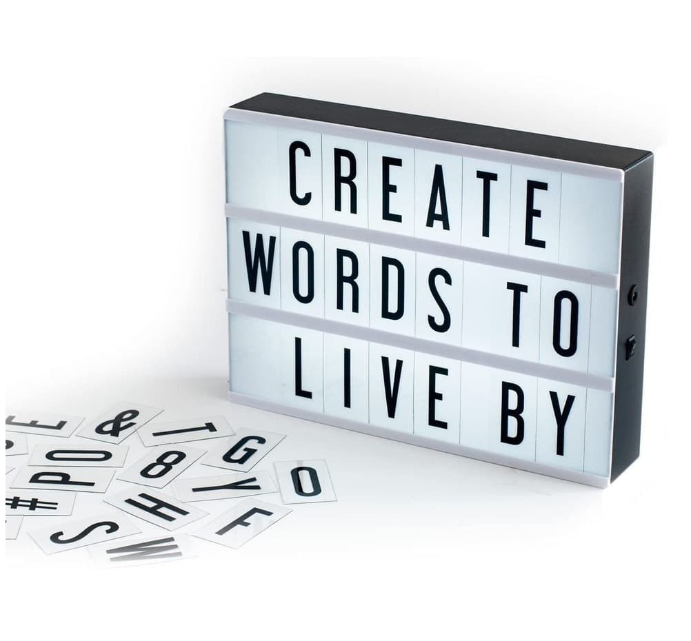 LED Light Up Box Cinematic Message Board Cinema Letters Numbers DIY