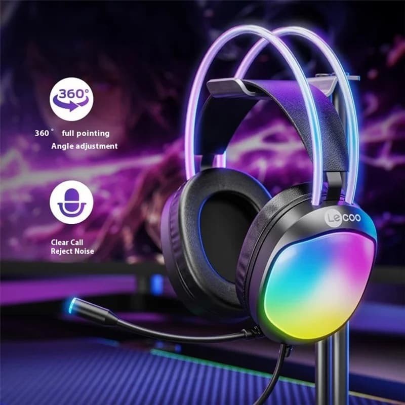 LENOVO LECOO HT410 Wired Gaming Headset LED Light USB 7.1 Surround Sound Desktop PC Headphone With Microphone — image 3