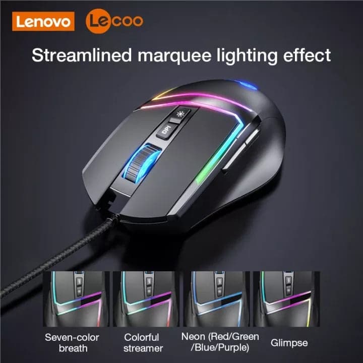 Lenovo Lecoo MS106 7 Button 3200 DPI Optical Wired Gaming Mouse — image 3