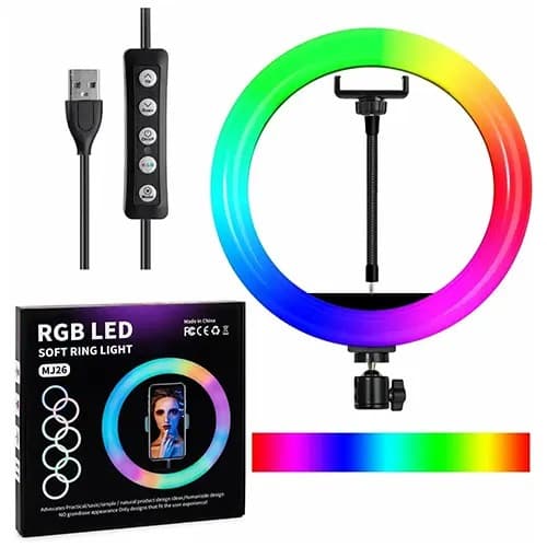 MJ26 RGB LED Ring Light Set With Tripod Stand And Phone Holder — image 2
