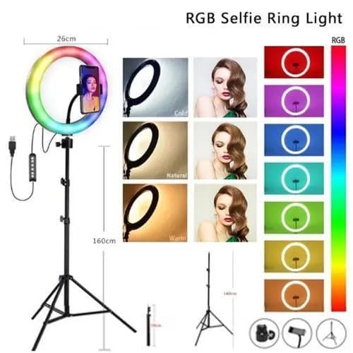 MJ26 RGB LED Ring Light Set With Tripod Stand And Phone Holder — image 3