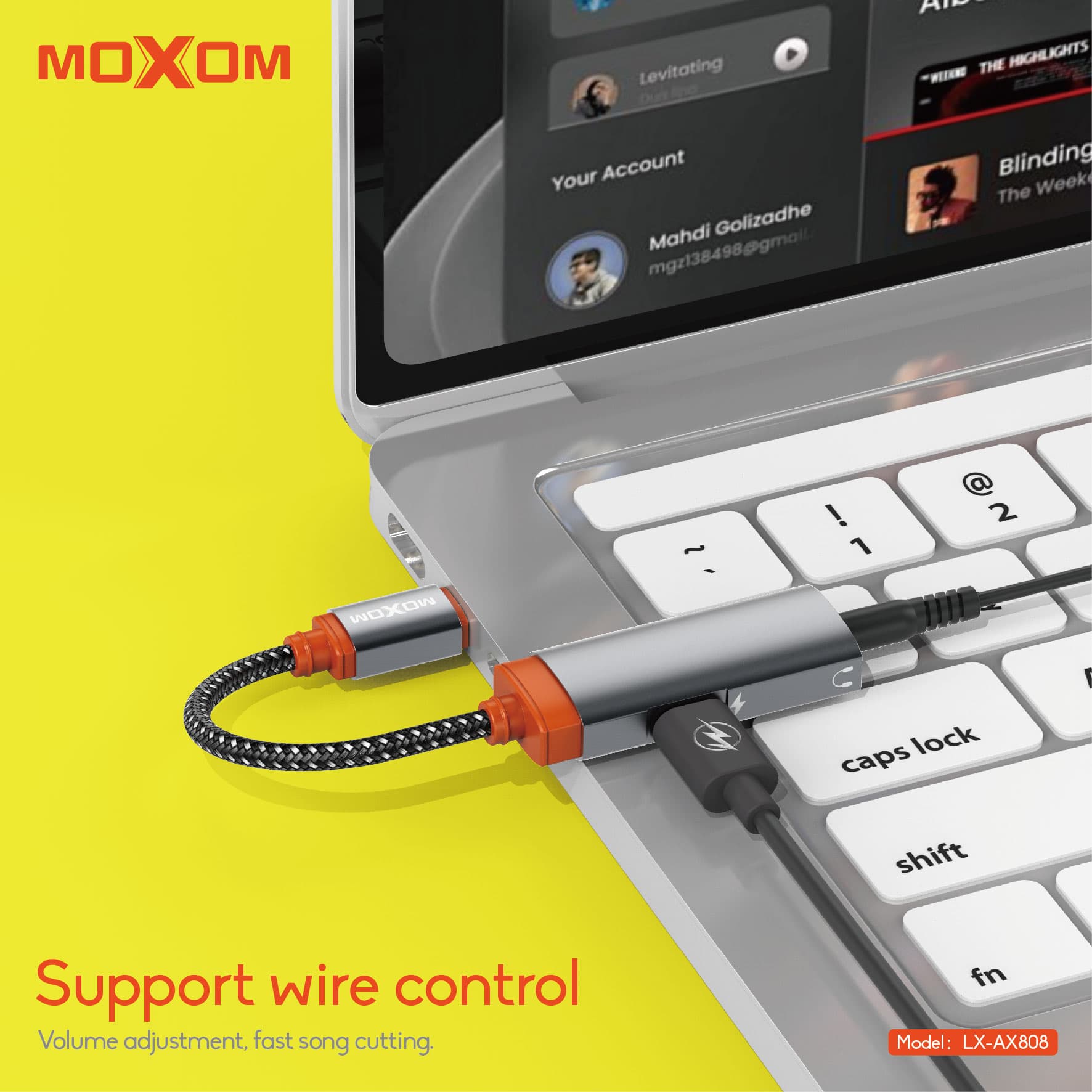 MOXOM LX-AX808 60W PD Fast Charging & 3.5mm Audio Converter Braided Cable — image 2
