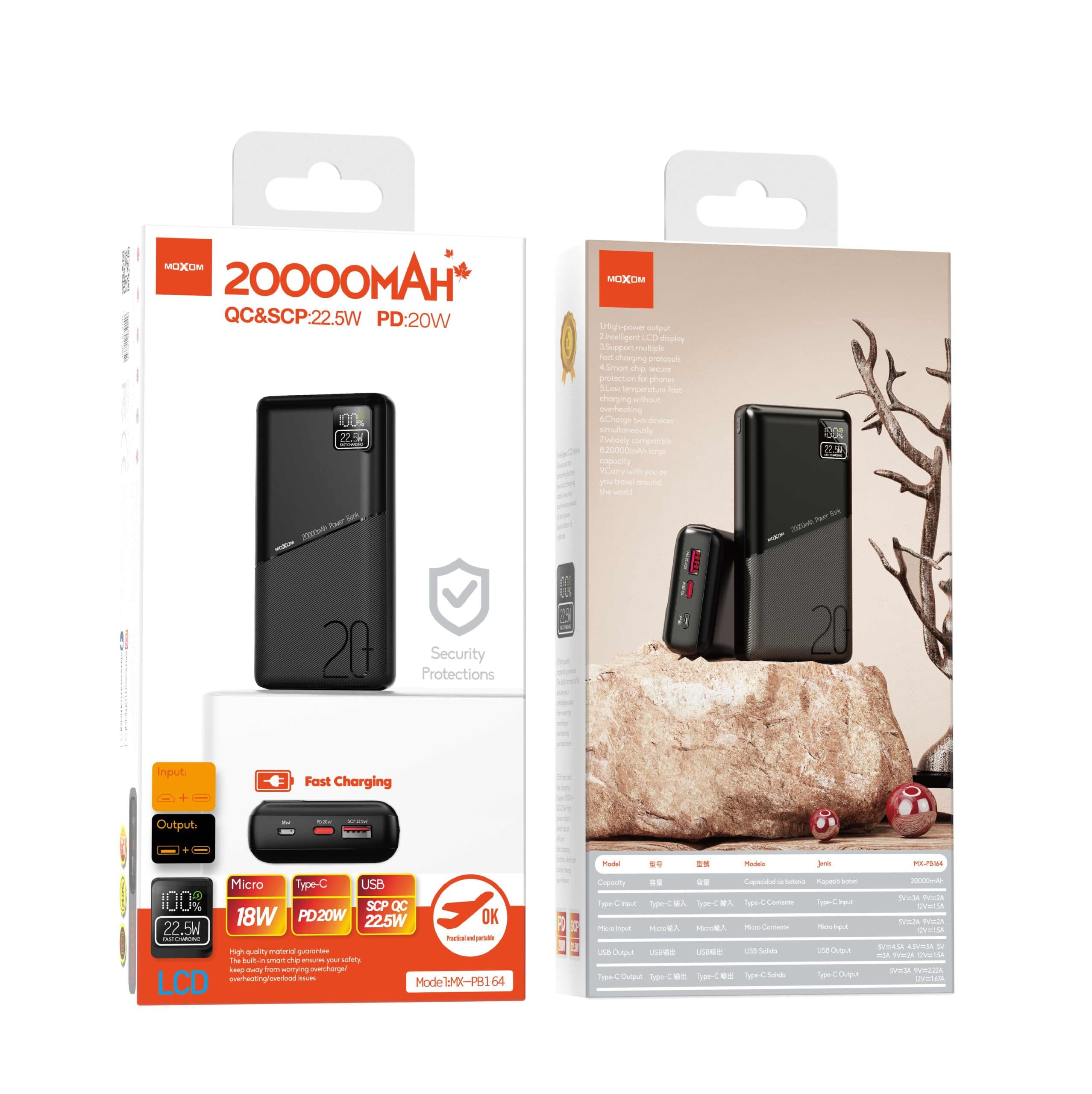 MOXOM MX-PB164 PD20W QC/SCP22.5W 20000mAh Powerbank Intelligent LCD Display — image 5