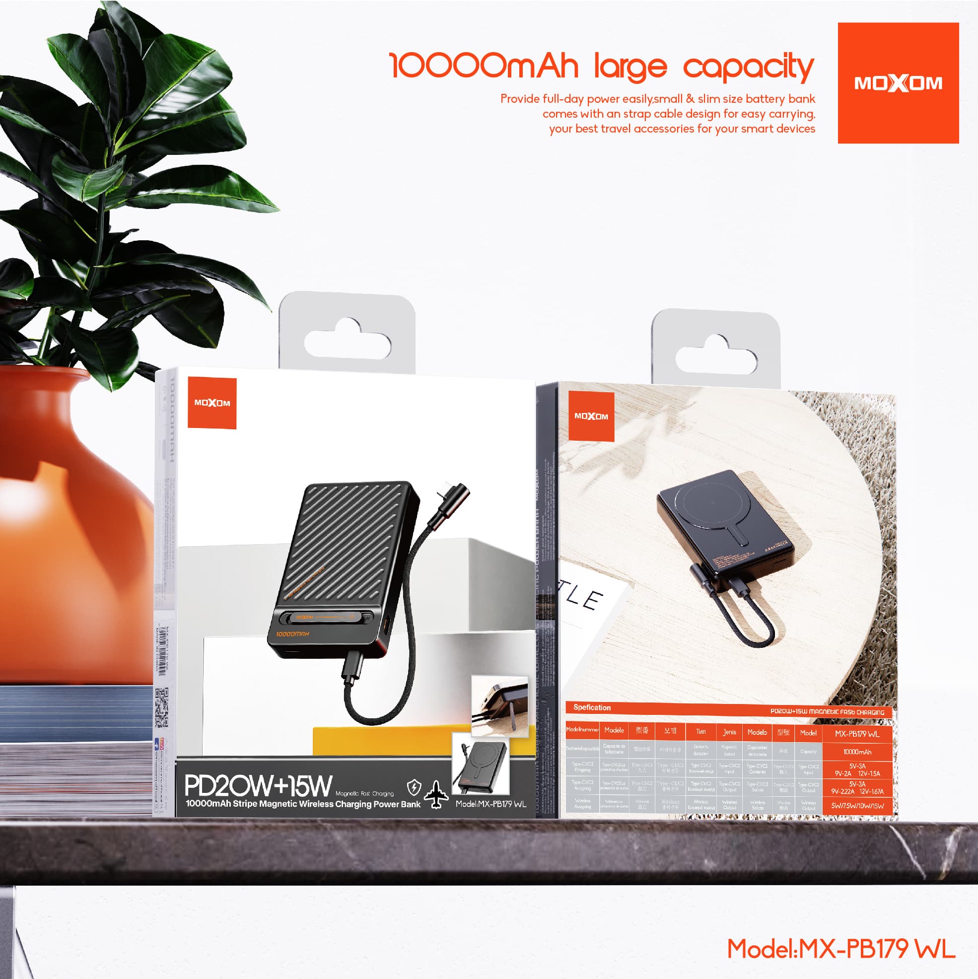 MOXOM MX-PB179 WL 10000mAh Magnetic Wireless Powerbank (PD 20W + 15W) — image 5